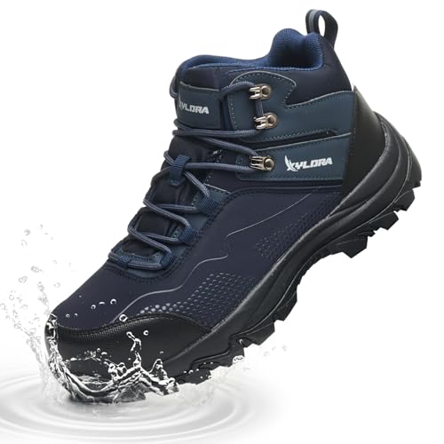Xyldra Waterproof Steel Toe Boots for Men Wide Width Non Slip Work Boots Lightweight Slip Resistant Safety Shoes Indestructible Construction Composite Toe SneakersBlueW 39 - Image 1
