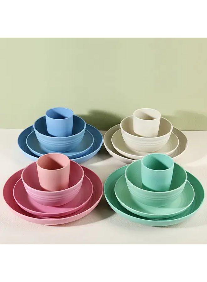 PP Plastic Dinnerware Set 16pcs Macaron Mixed Colors Dishwasher Safe - Image 2