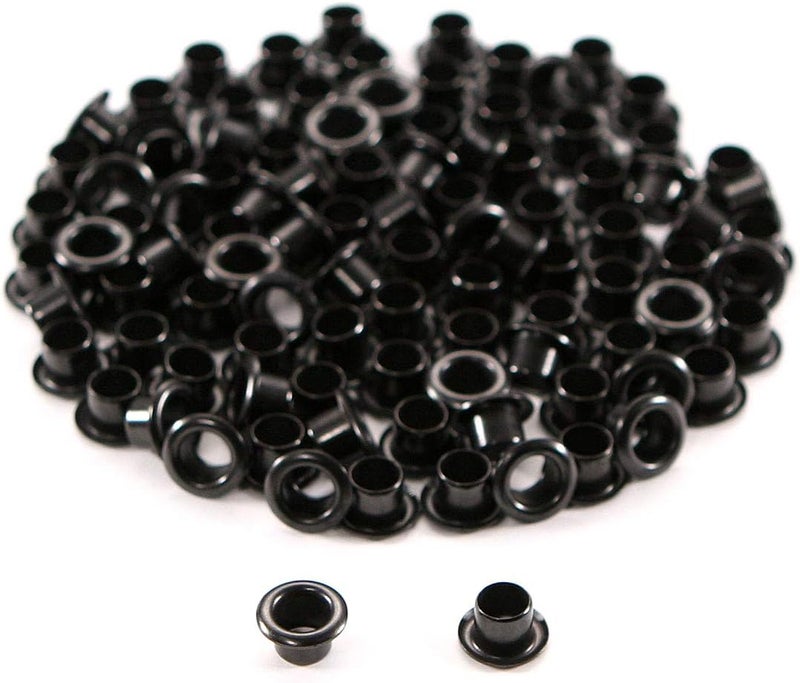 HolsterSmith [100 Pack] Black Coated Eyelets - (#8-6 Length) - (1/4 in. Diameter) - (USA Made) - Rivets for DIY Kydex Holsters, Leather Shoes, and Canvas Cloth - Image 1
