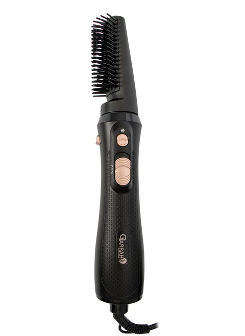 Electric hair styling brush with two attachments black