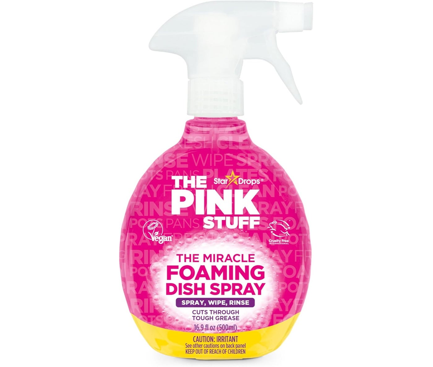 Stardrops The Pink Stuff Miracle Foaming Dish Spray 500 ml – Powerful Foam Dish Soap for Tough Grease & Everyday Cleaning