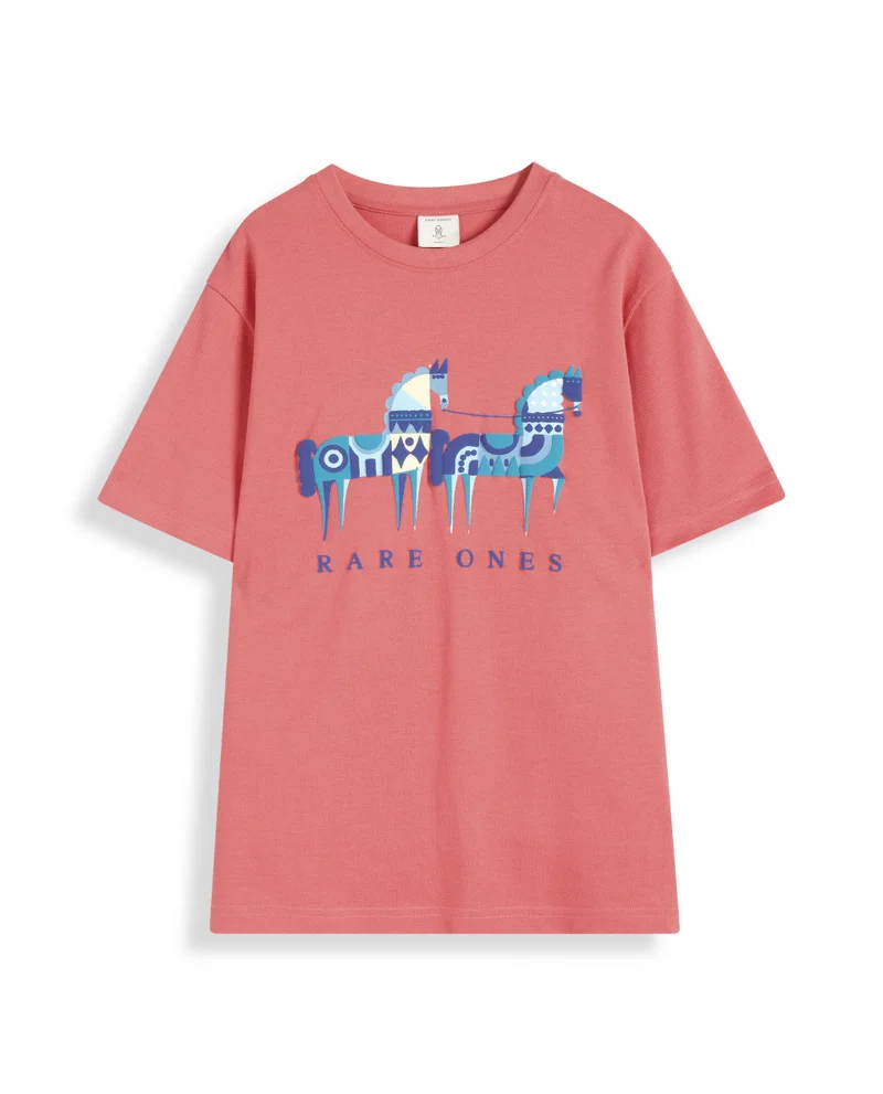 Rare Ones Rare Ones Kids Carno Peach Cotton Fabric Half Sleeves Crew Neck Graphic Print T-Shirt