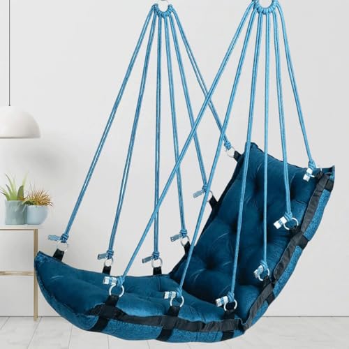 JULJULIA Swing for Balcony Comfortable Cotton Swing Relaxing Jhula for Adults for Home Indoor Outdoor Hanging Seat for Apartment Patio Terrace Garden- 200 kg Weight Capacity - JJ Low K SEA Green - Image 1