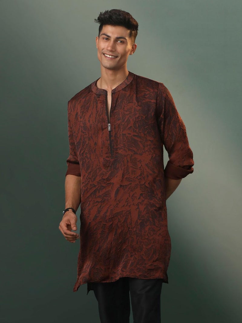 VASTRAMAY Men's Coffe Cotton Blend Kurta_VASMK310CO_36 - Image 2