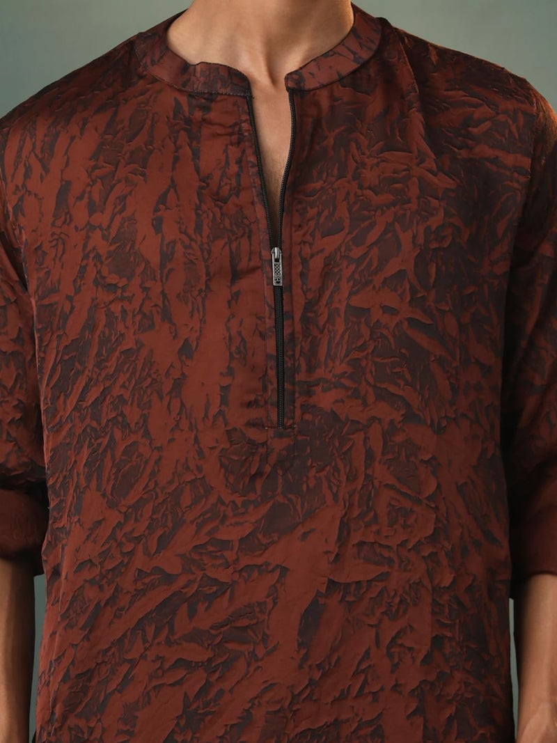 VASTRAMAY Men's Coffe Cotton Blend Kurta_VASMK310CO_36 - Image 5