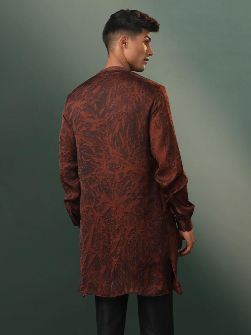 VASTRAMAY Men's Coffe Cotton Blend Kurta_VASMK310CO_36 - Image 4