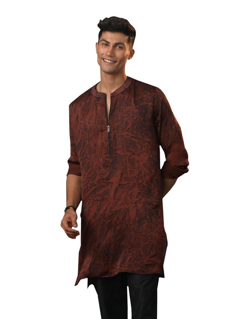 VASTRAMAY Men's Coffe Cotton Blend Kurta_VASMK310CO_36 - Image 1