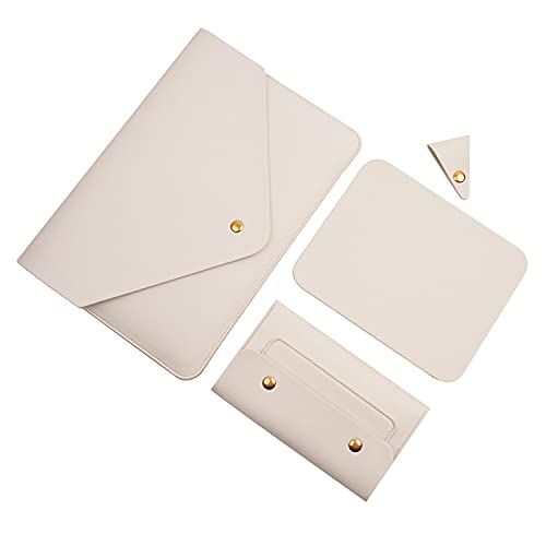 Benfan Laptop Sleeve 13 Inch Compatible with New MacBook Air 13, New MacBook Pro 13, Dell XPS 13 with Small Pouch, Mouse Pad and Cord Organizer, Color White - Image 1