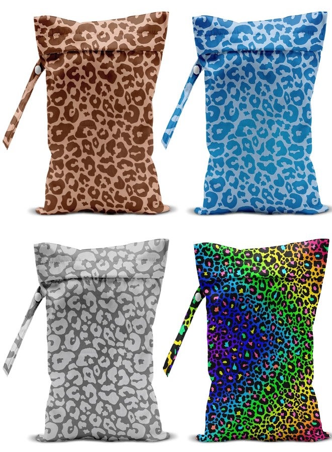 VBCVBGFH 4 Pack Colorful Neon Leopard Print Wet Bag Waterproof Reusable Wet Dry Bag for Swimsuit Dirty Clothes Diaper Travel Pool Beach Yoga Gym Travel Party Birthday Christmas Toiletries Beach Essentials - Image 1