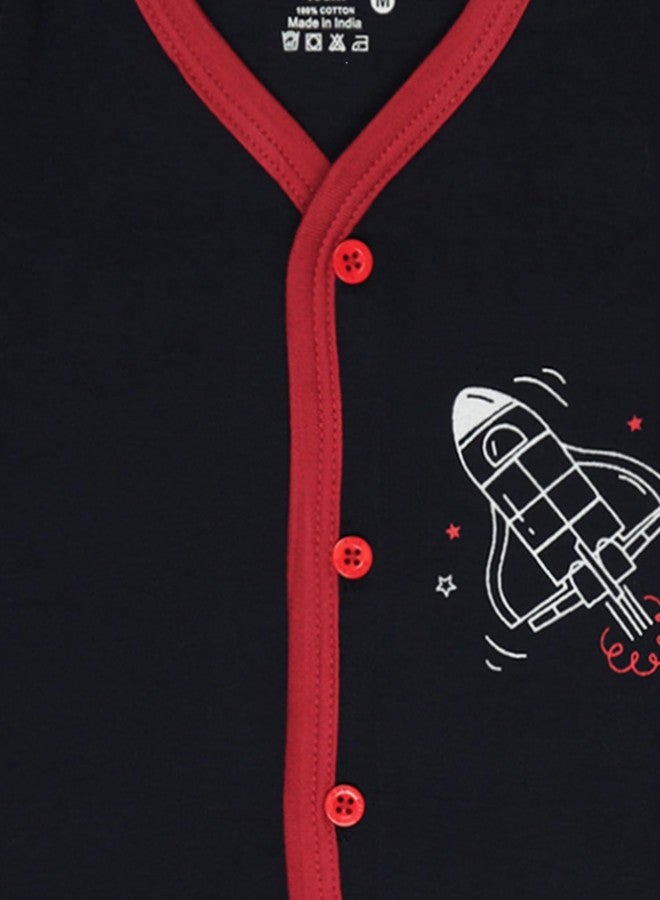 BODYCARE Unisex Baby Cotton Blend Baby Top & Pyjama Set - Navy - Image 3