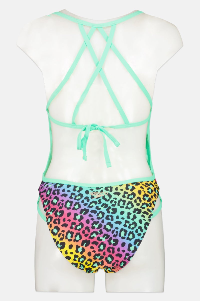 speedo Women One Piece Allover Print Swimsuit, Multicolor - Image 3