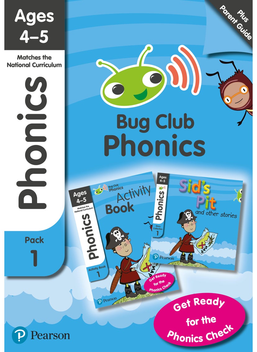 Phonics - Learn at Home Pack 1 (Bug Club), Phonics Sets 1-3 for ages 4-5 (Six stories + Parent Guide + Activity Book) 