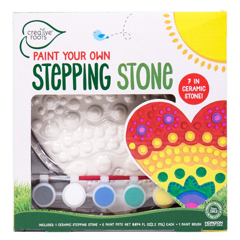 Creative Roots Mosaic Heart Stepping Stone, Includes 7-Inch Ceramic Stepping Stone & 6 Vibrant Paints, Mosaic Stepping Stone Kit, Paint Your Own, DIY Stepping Stone Kit for Kids Ages 8+ - Image 1