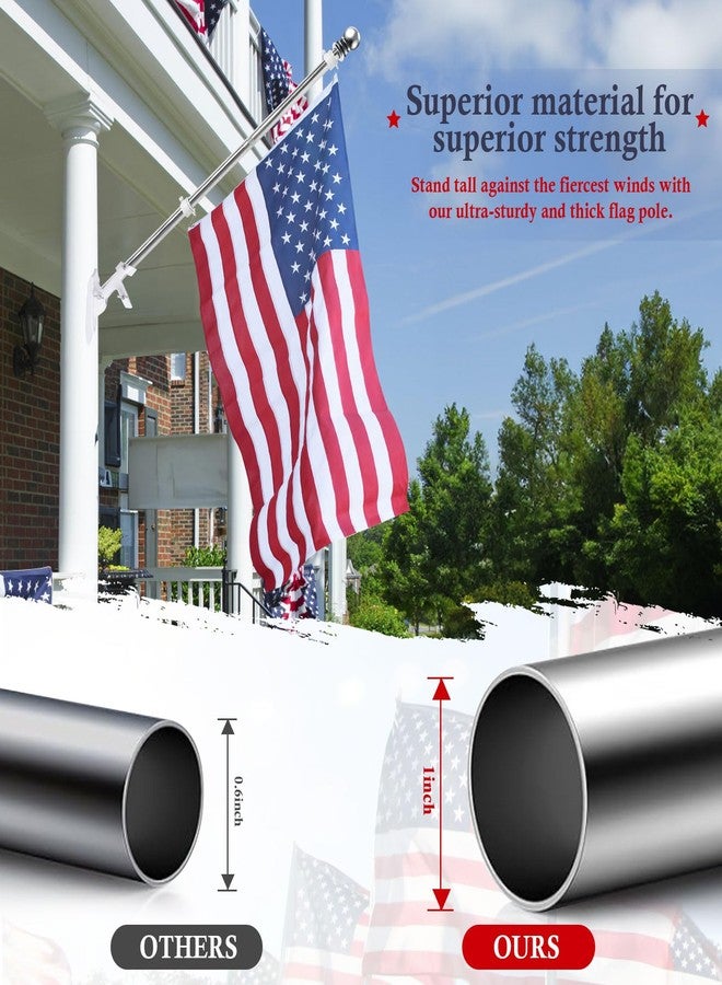 YKFLY Flag Pole Kit 5ft Flag Pole for Outside House, Flag poles with Tangle Free Flag Pole Rings for 3x5 American Flag Mounting Bracket Stainless Steel Heavy Duty for Yard Truck Boat(without Bracket) - Image 3