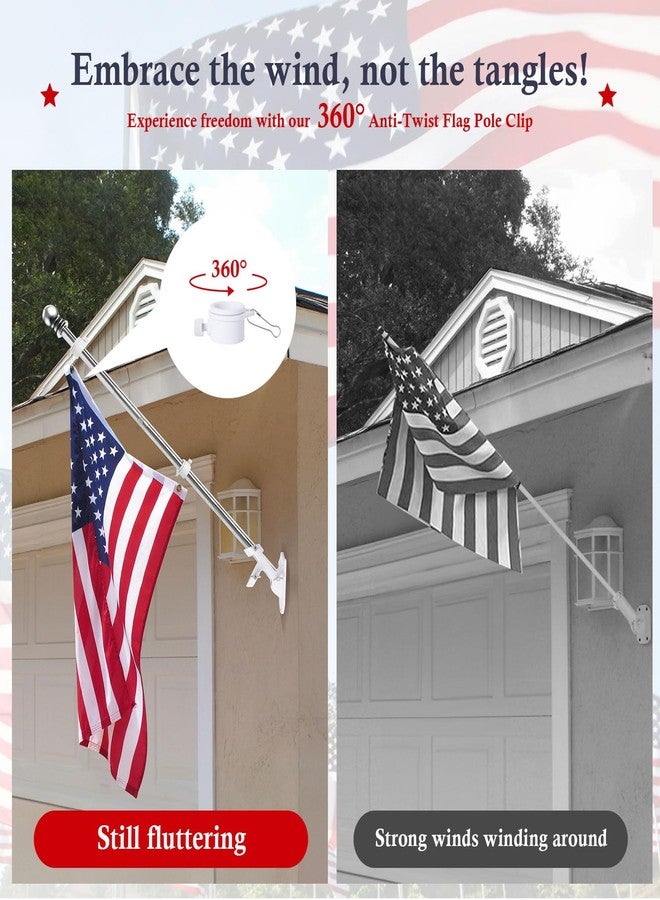 YKFLY Flag Pole Kit 5ft Flag Pole for Outside House, Flag poles with Tangle Free Flag Pole Rings for 3x5 American Flag Mounting Bracket Stainless Steel Heavy Duty for Yard Truck Boat(without Bracket) - Image 2