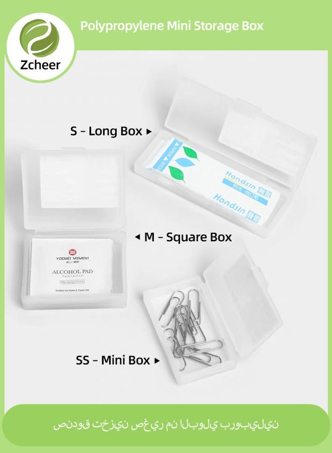 Zcheer Portable Mini Storage Box 3-Piece Set – Multi-Functional PP Organizer for Band-Aids, Jewelry, Cotton Swabs, Makeup Pads, Earphones & Small Tools – Dustproof Compact Containers for Home, Office & Travel - Image 1