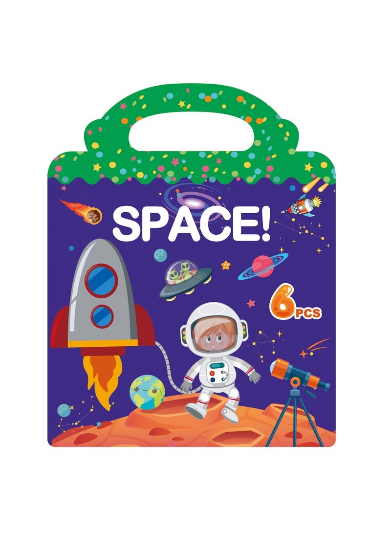 Beauenty Childrens stickers quiet book early education training concentration transportation vehicle car repeated stickers reward educational toys Space (6 copies/book)