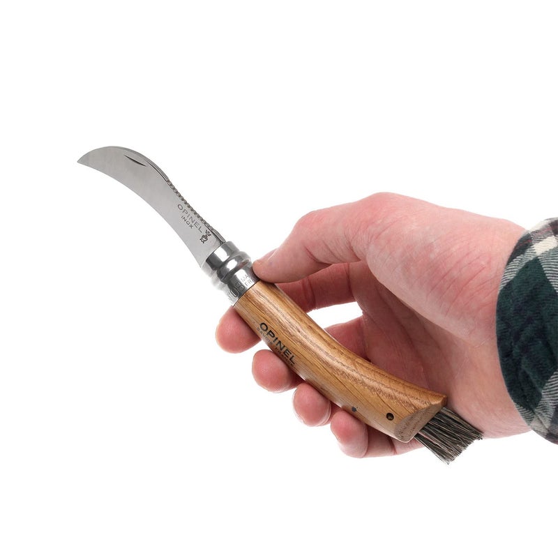 Opinel No. 08 Mushroom Knife – Pick + Clean Mushrooms, Beechwood Handle, Integrated Brush, Curved Sandvik Steel Blade, Made in France - Image 5