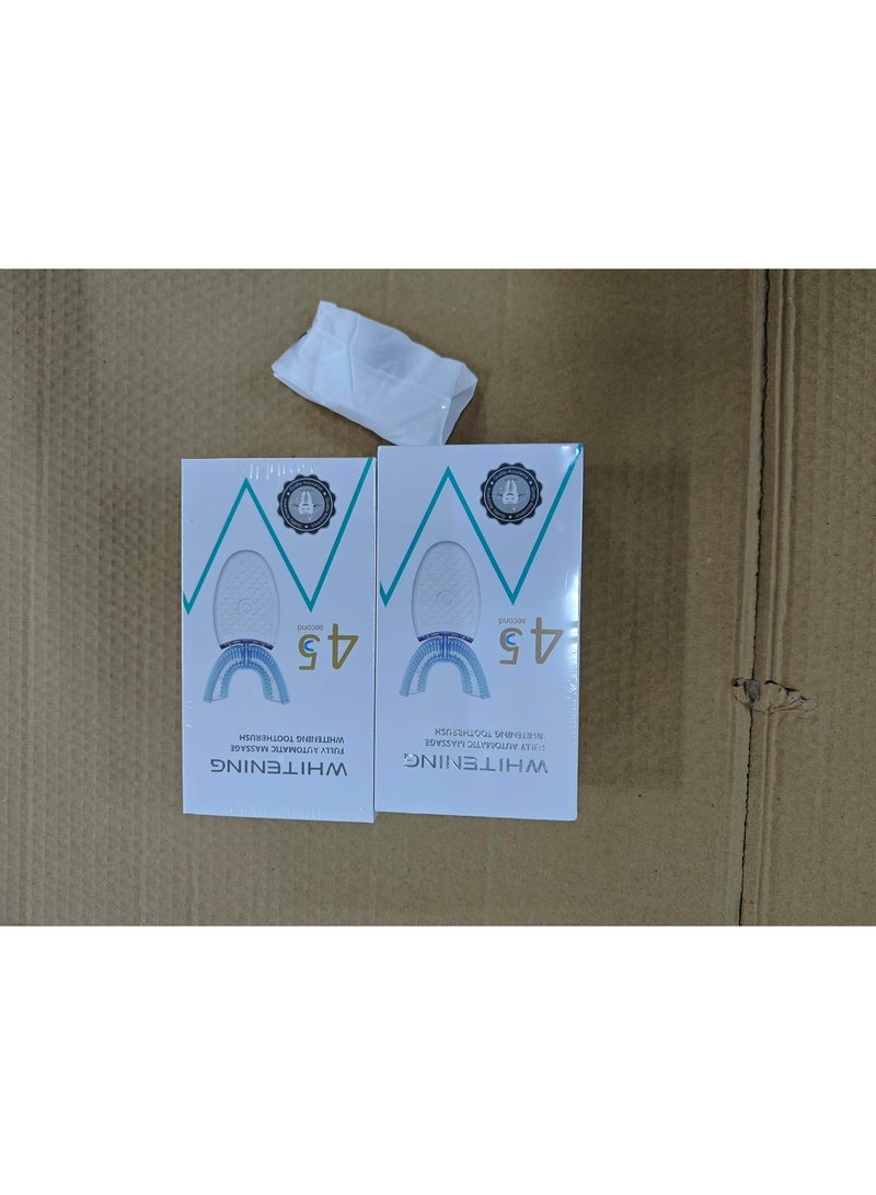 2-Piece Ultrasonic Electric Toothbrush for Adults, Automatic U-Shaped Whitening Toothbrush, 3 Brush Heads, 360° Full Mouth Cleaning, Rechargeable and IPX7 Waterproof (Black) - Image 2