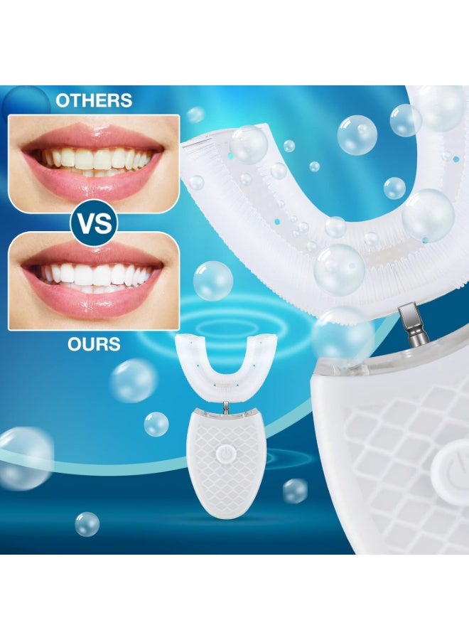 2-Piece Ultrasonic Electric Toothbrush for Adults, Automatic U-Shaped Whitening Toothbrush, 3 Brush Heads, 360° Full Mouth Cleaning, Rechargeable and IPX7 Waterproof (Black) - Image 3