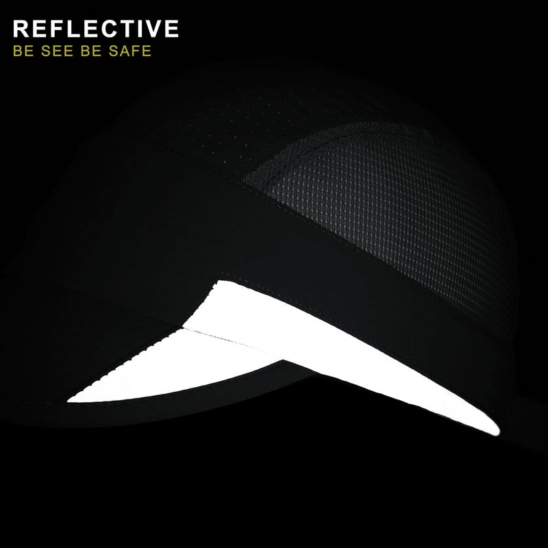 GADIEMKENSD Running Hat, Mens Outdoor Hat Unstructured Baseball Cap UPF 50 UV SPF Exercise Run Caps Reflective Breathable Light Sun Hats Quick Dry Summer Sports Hat Cap Men Woman Under 10 Dark Grey - Image 3