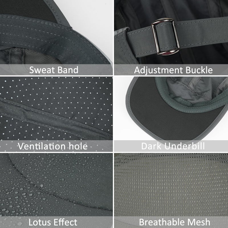 GADIEMKENSD Running Hat, Mens Outdoor Hat Unstructured Baseball Cap UPF 50 UV SPF Exercise Run Caps Reflective Breathable Light Sun Hats Quick Dry Summer Sports Hat Cap Men Woman Under 10 Dark Grey - Image 5