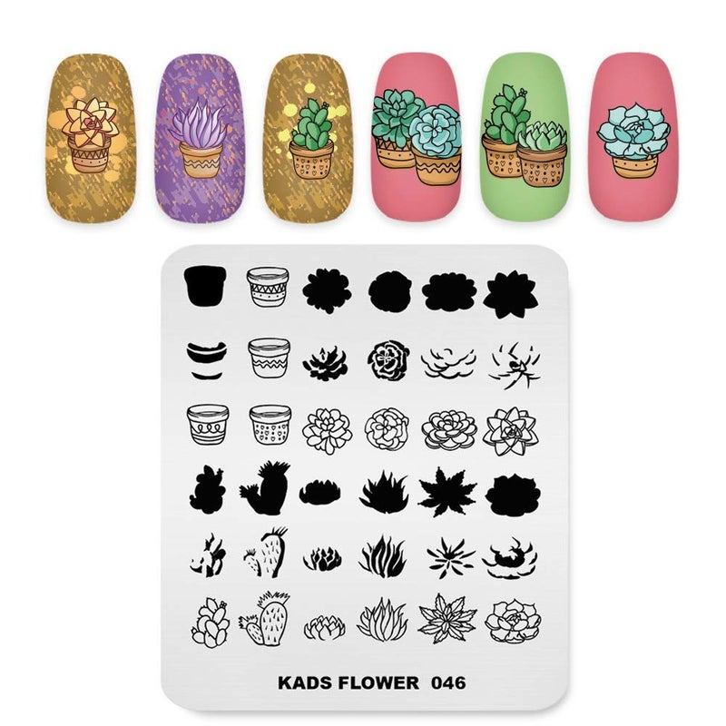 KADS New Nail Stamping Plate Flower Nature Nail Art Stamp Template DIY Image Template Manicure Stamping Plate Stencil Tools FL046