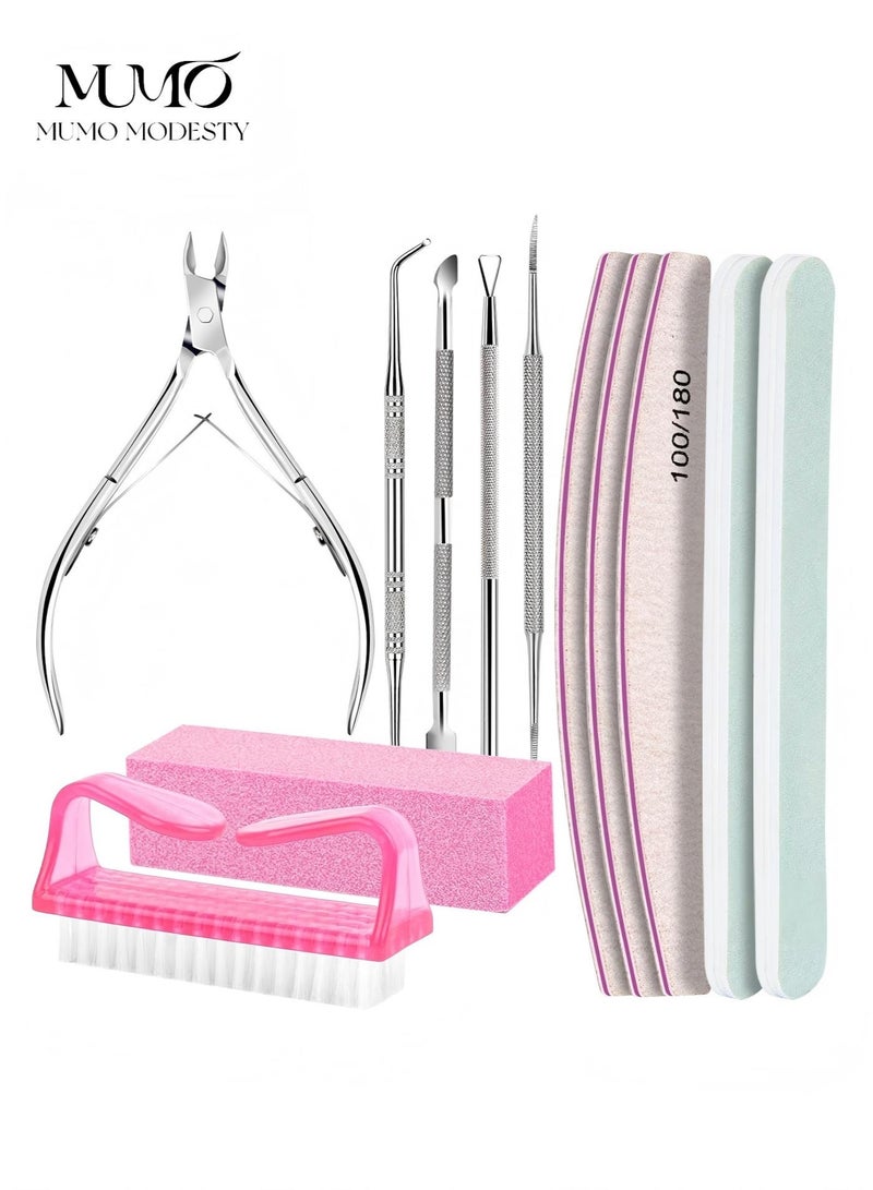 12 PCS Nail Files and Buffer Block Set,Pedicure Kit Hand Foot Manicure Care Set,Cuticle Nippers with Emery Boards Nail Buffer Kit, Pusher Toenail Lifter Peeler Scraper Nail Brush, For Manicure and Pedicure Tools - Image 1