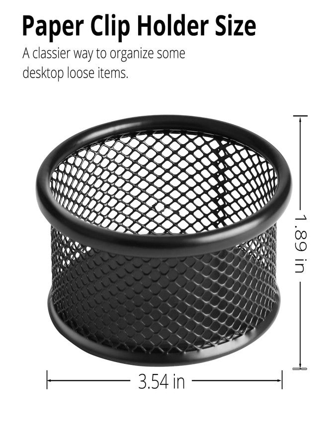 FUCDTEFC Paper Clip Holder, Paperclip Holders for Desk, Mesh Paper Clip Holder for Desk Binder Wire Mesh Bowls, Paper Clip Dispenser Organizer for Holding Small Parts Office Accessories Black 4 Pack - Image 3