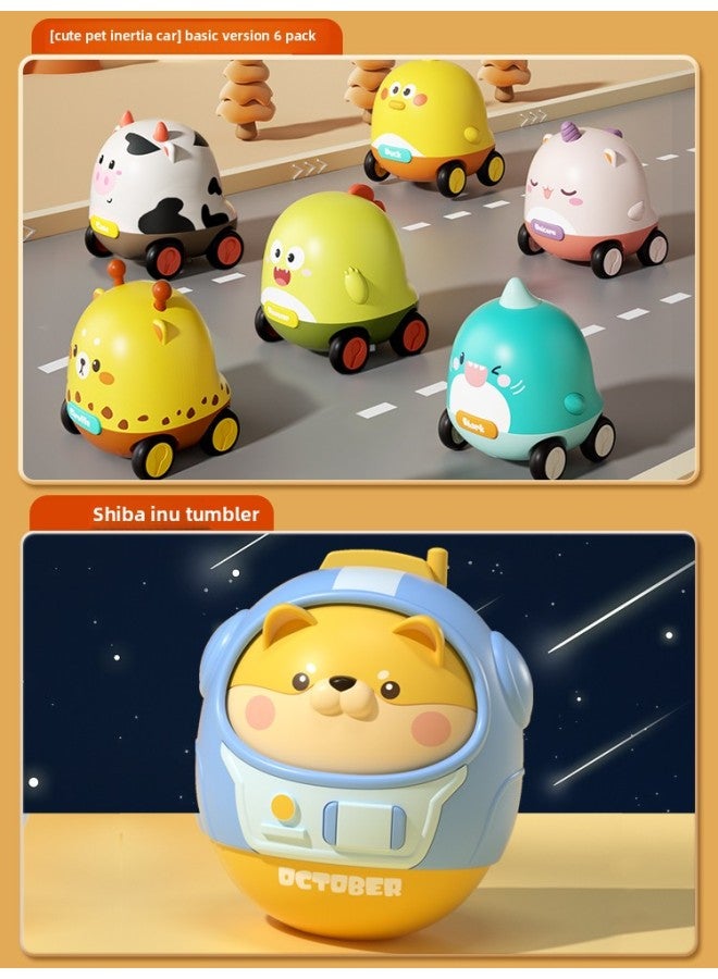 Creative Toy Car For Kidsren 1-3 Years Old Baby 2 Inertia Pull Back Car 6 Months Old Baby 0 Toddler Boys And Girls-Specifications:[basic 6 Pieces] Cute Pet Inertia Car + Shiba Inu Tumbler - Image 1