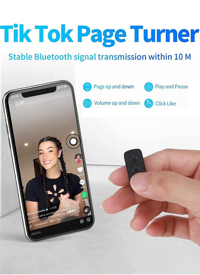 Garlo - Bluetooth Remote Control Wireless Page Turner Camera Remote Shutter Selfie Button Controller with Charging Case for iPhone Android Ipad Cell Phone - Image 1