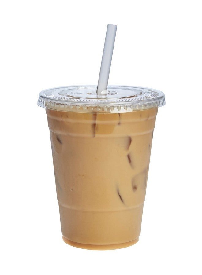 Comfy Package [16 oz. - 50 Count Clear Plastic Cups With Lids, Disposable Coffee Cups with Flat Lids - Ideal for Cold Beverages, Smoothies, and To-Go Drinks - Image 1