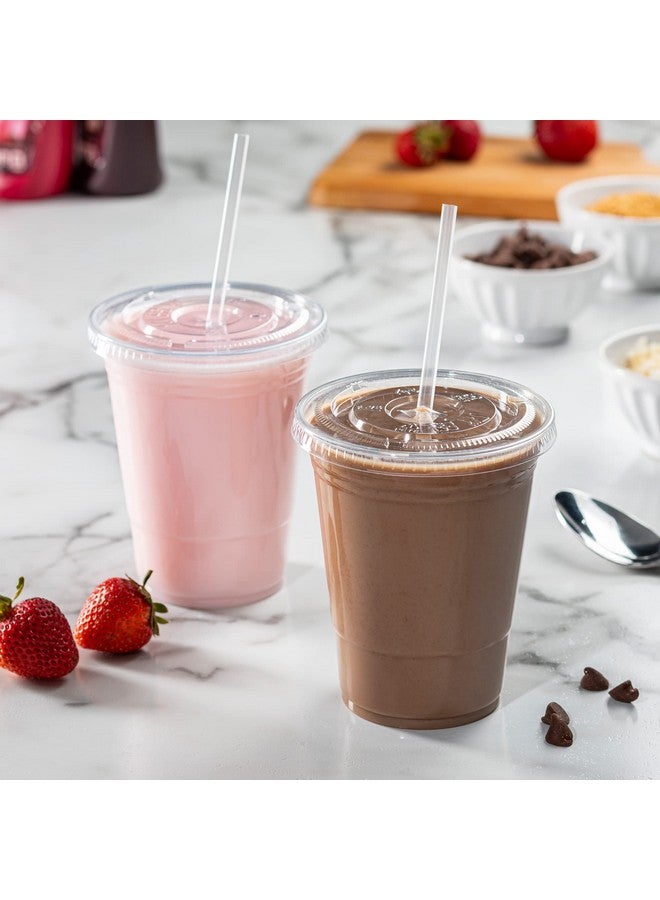 Comfy Package [16 oz. - 50 Count Clear Plastic Cups With Lids, Disposable Coffee Cups with Flat Lids - Ideal for Cold Beverages, Smoothies, and To-Go Drinks - Image 5