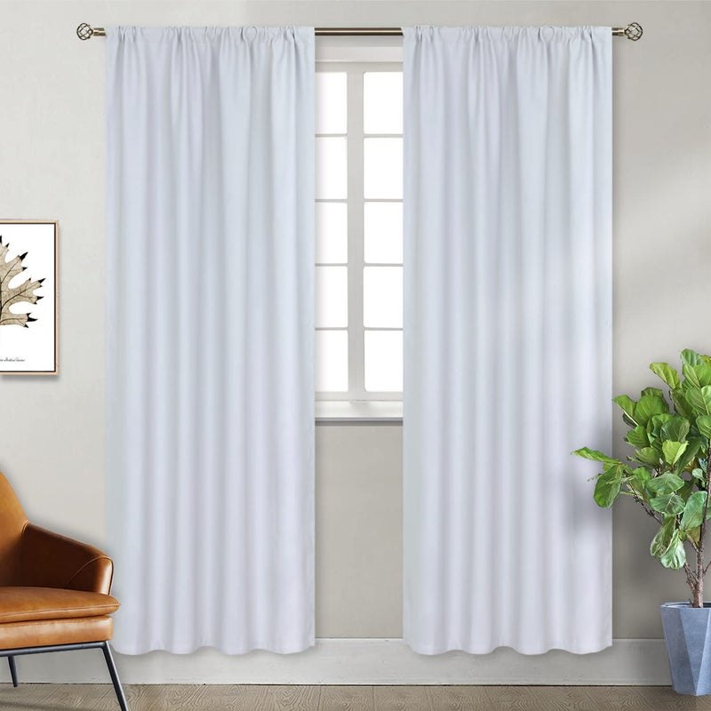 BGment Rod Pocket Room Darkening Curtains for Bedroom  Thermal Insulated Blackout Curtain for Living Room 52 x 84 Inch 2 Panels Greyish White