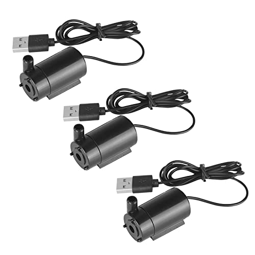 SIPYTOPF 3Pcs DC 3-5V USB Micro Submersible Mini Water Pump for Aquariums Fish Tank Pond Fountain Hydroponics Garden (Black) - Image 1
