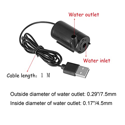 SIPYTOPF 3Pcs DC 3-5V USB Micro Submersible Mini Water Pump for Aquariums Fish Tank Pond Fountain Hydroponics Garden (Black) - Image 2