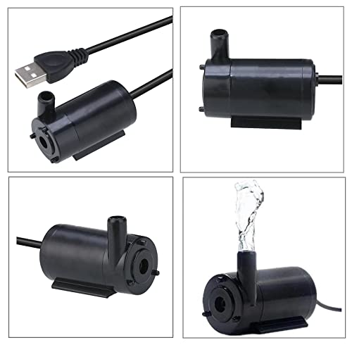 SIPYTOPF 3Pcs DC 3-5V USB Micro Submersible Mini Water Pump for Aquariums Fish Tank Pond Fountain Hydroponics Garden (Black) - Image 4