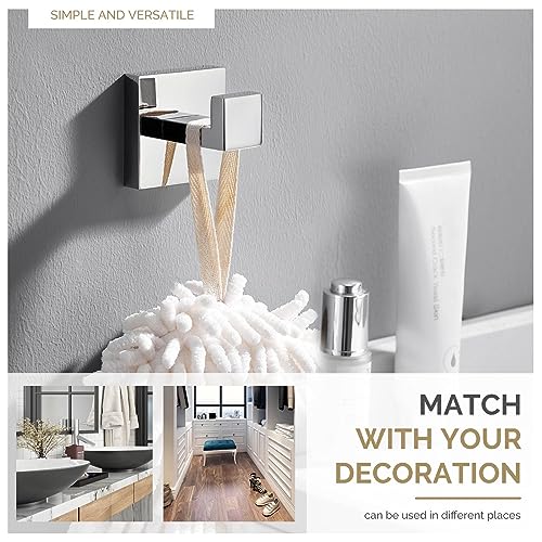 Angle Simple Towel Hook for Bathroom, SUS 304 Stainless Steel Shower Bath Towel Robe Hanger, Wall Coat Hook, Polished Chrome - Image 4