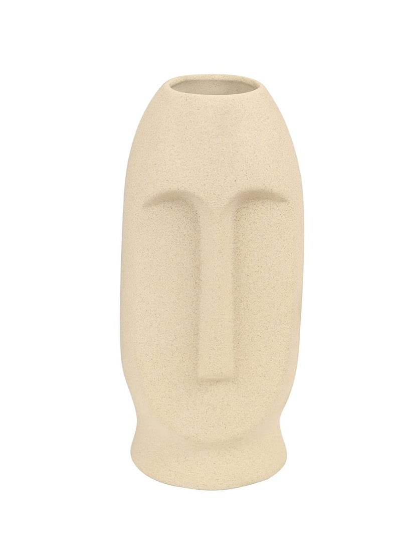 The Decor Lane - The Decor Lane Modern Decorative Face Ceramic Vase for Home Décor | Centerpieces | Kitchen | Office or Living Room | Set of 1 (Long Off White) - Image 1