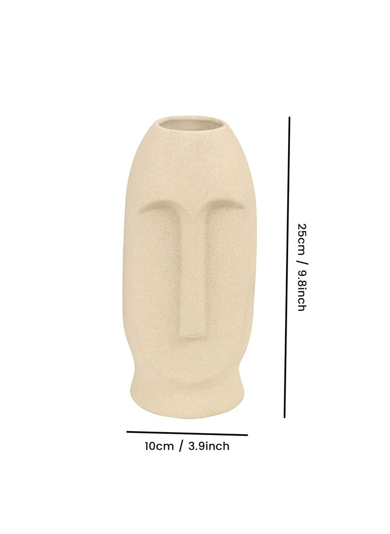 The Decor Lane - The Decor Lane Modern Decorative Face Ceramic Vase for Home Décor | Centerpieces | Kitchen | Office or Living Room | Set of 1 (Long Off White) - Image 1