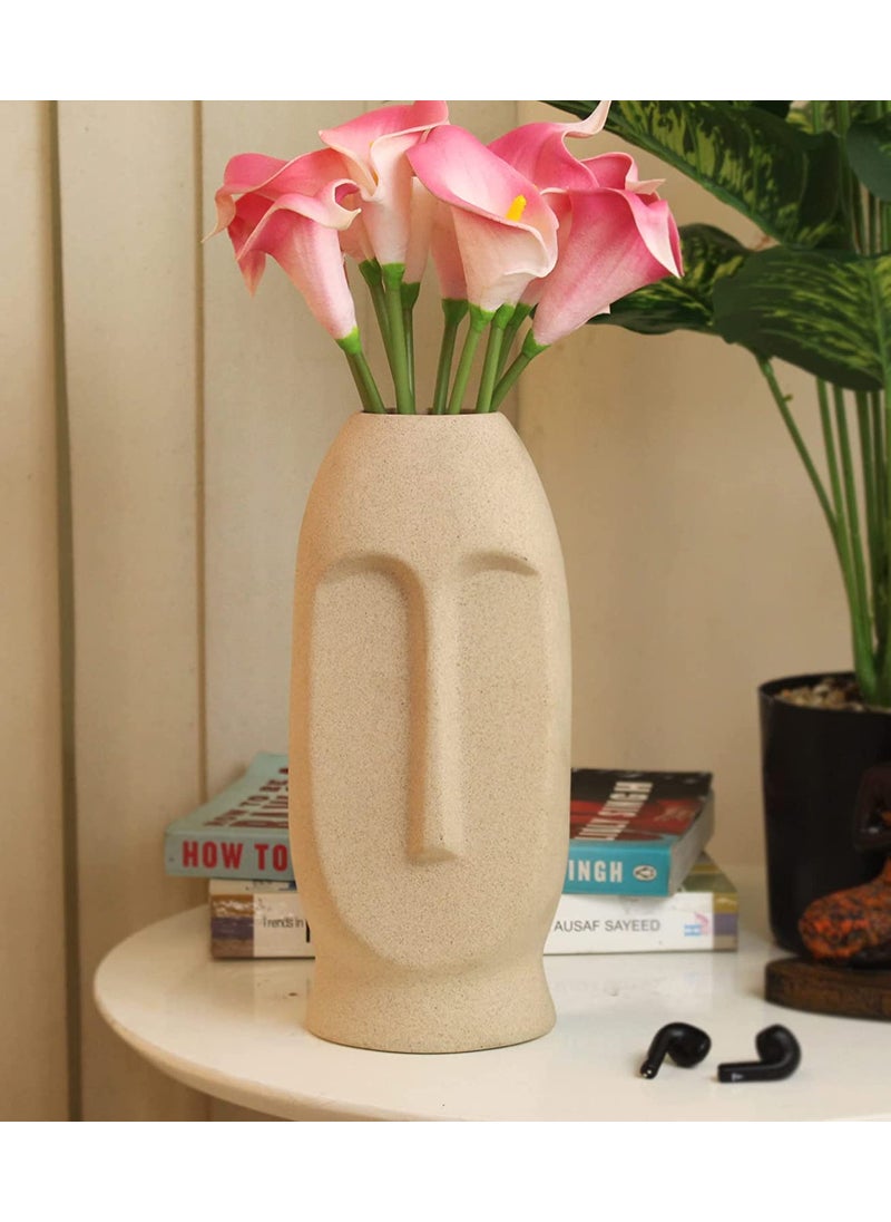 The Decor Lane - The Decor Lane Modern Decorative Face Ceramic Vase for Home Décor | Centerpieces | Kitchen | Office or Living Room | Set of 1 (Long Off White) - Image 1