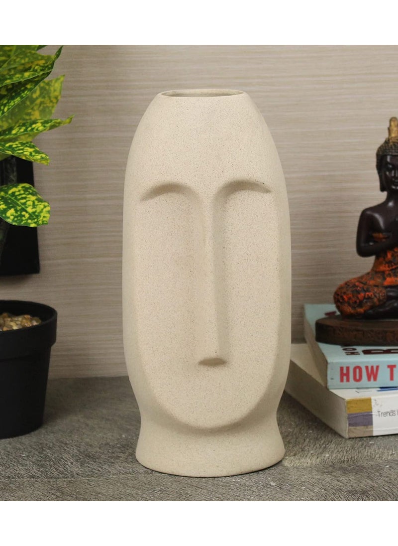 The Decor Lane - The Decor Lane Modern Decorative Face Ceramic Vase for Home Décor | Centerpieces | Kitchen | Office or Living Room | Set of 1 (Long Off White) - Image 1