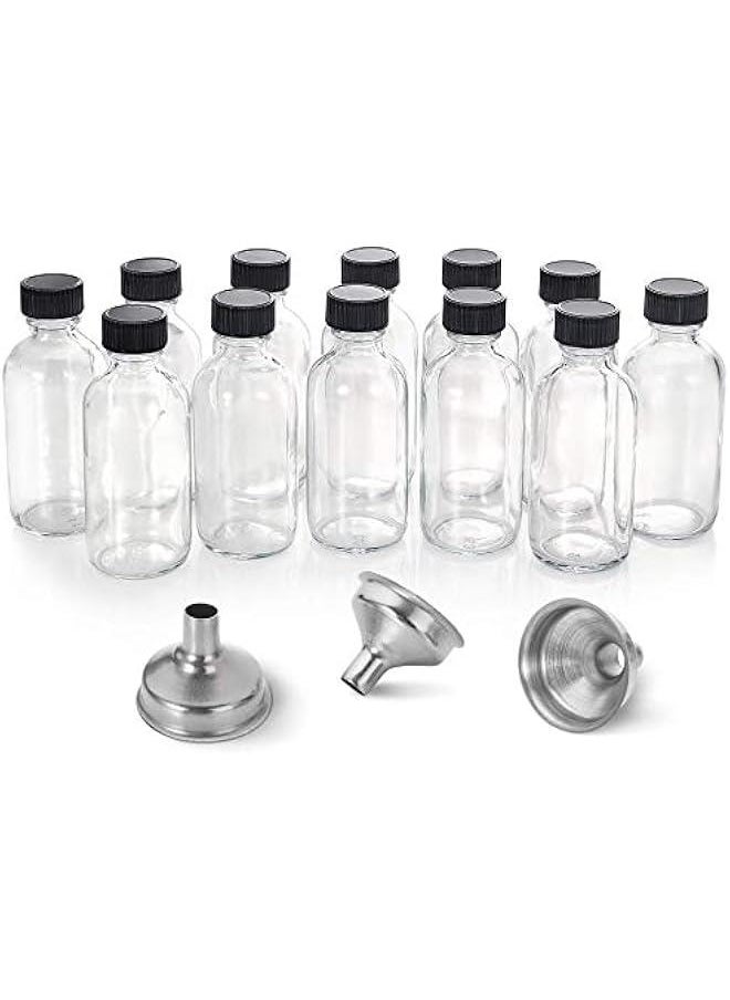 【12pack】2 oz Small Clear Glass Bottles (60ml) with Lids & 3 Funnels & Bottle brush- Round Sample Bottles for Lab Supplies,Potion, Juice, Ginger Shots, Oils - pzsku/Z57DCF9799C377730911AZ/45/_/1725412428/be2f9602-550b-4f08-a210-82a951294ff9