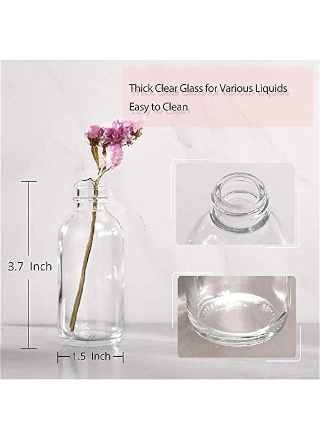 【12pack】2 oz Small Clear Glass Bottles (60ml) with Lids & 3 Funnels & Bottle brush- Round Sample Bottles for Lab Supplies,Potion, Juice, Ginger Shots, Oils - pzsku/Z57DCF9799C377730911AZ/45/_/1725412498/26d05c5d-7db9-47c4-8fc1-bee322e7afcf