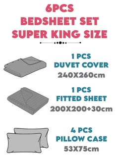 Blueberry 6 Pieces Super King Bed Sheet Set With Duvet Cover Bedding Set  - Image 5