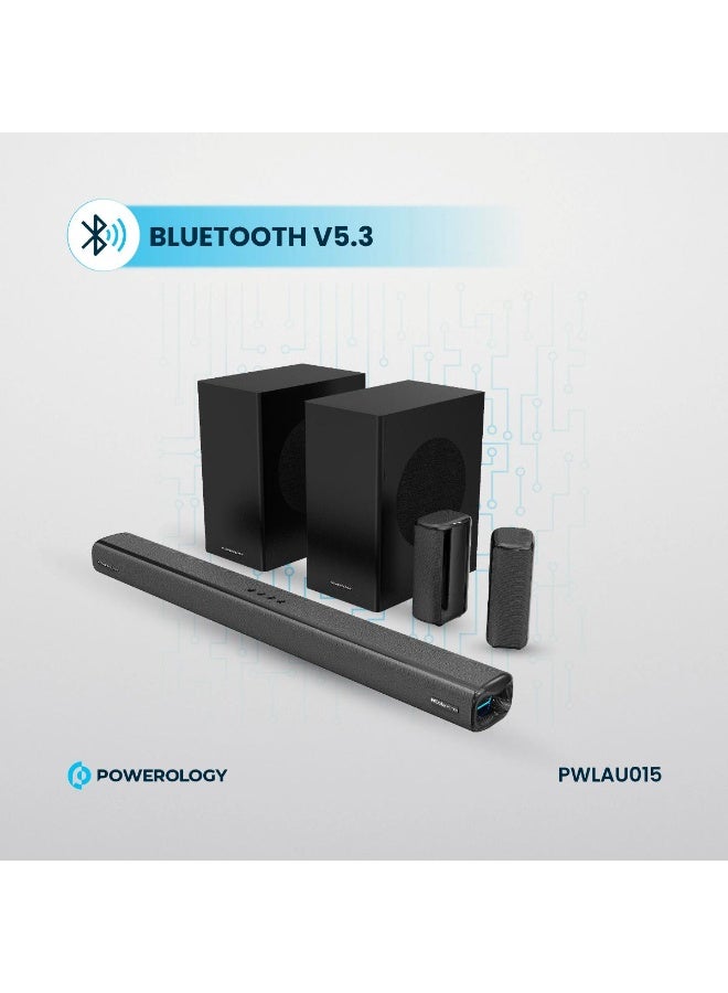 باورولوجي نظام مسرح منزلي لاسلكي Powerology 5.2.4CH بقدرة 615 واط مع مضخم صوت مزدوج وتقنية Dolby Atmos. - Image 3