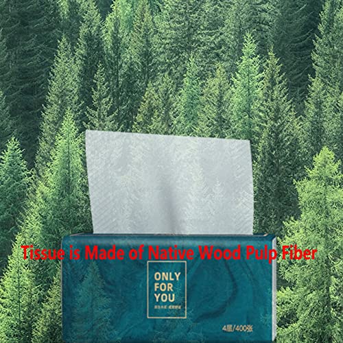 Pormasbenzer 8 Packs Disposable Facial Tissue, Toilet Paper, Native Wood Pulp Fiber Material, Soft Facial Napkin, White Facial Paper Tissue, 4-Ply, 400 Sheets per Pack - Image 5