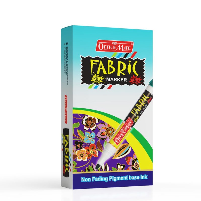 Office Mate soni officemate Permanent Multicolor Fabric Marker Pen, Colorful Pens (10 Pcs in Pack) - Image 1