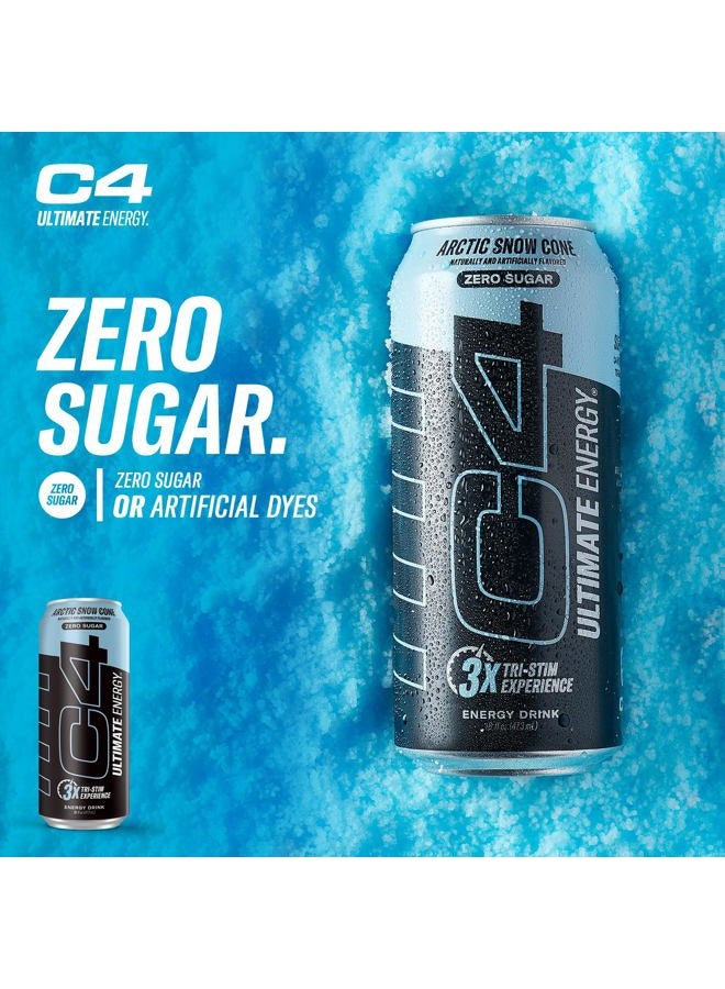 C4 Cellucor C4 Ultimate Sugar Free Energy Drink 16oz (Pack of 12) | Arctic Snow Cone | Pre Workout Performance Drink with No Artificial Colors or Dyes - Image 5