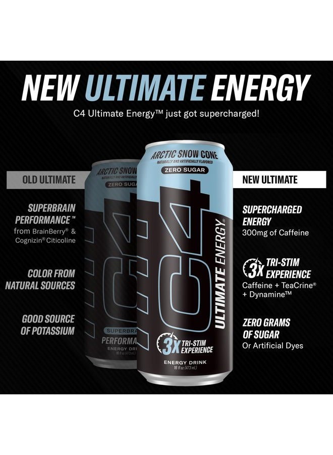 C4 Cellucor C4 Ultimate Sugar Free Energy Drink 16oz (Pack of 12) | Arctic Snow Cone | Pre Workout Performance Drink with No Artificial Colors or Dyes - Image 2